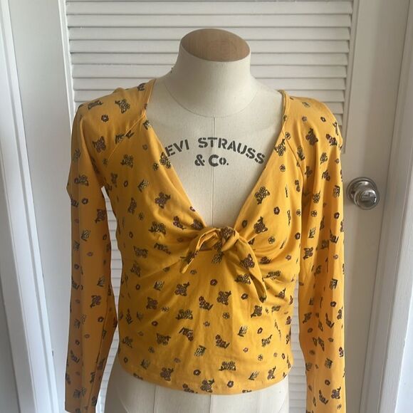 ASOS yellow‎ tie front top - Picture 1 of 7
